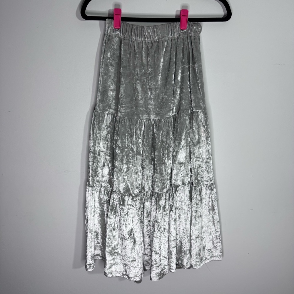Newport News Shimmering Silver Maxi Skirt. Make an offer!